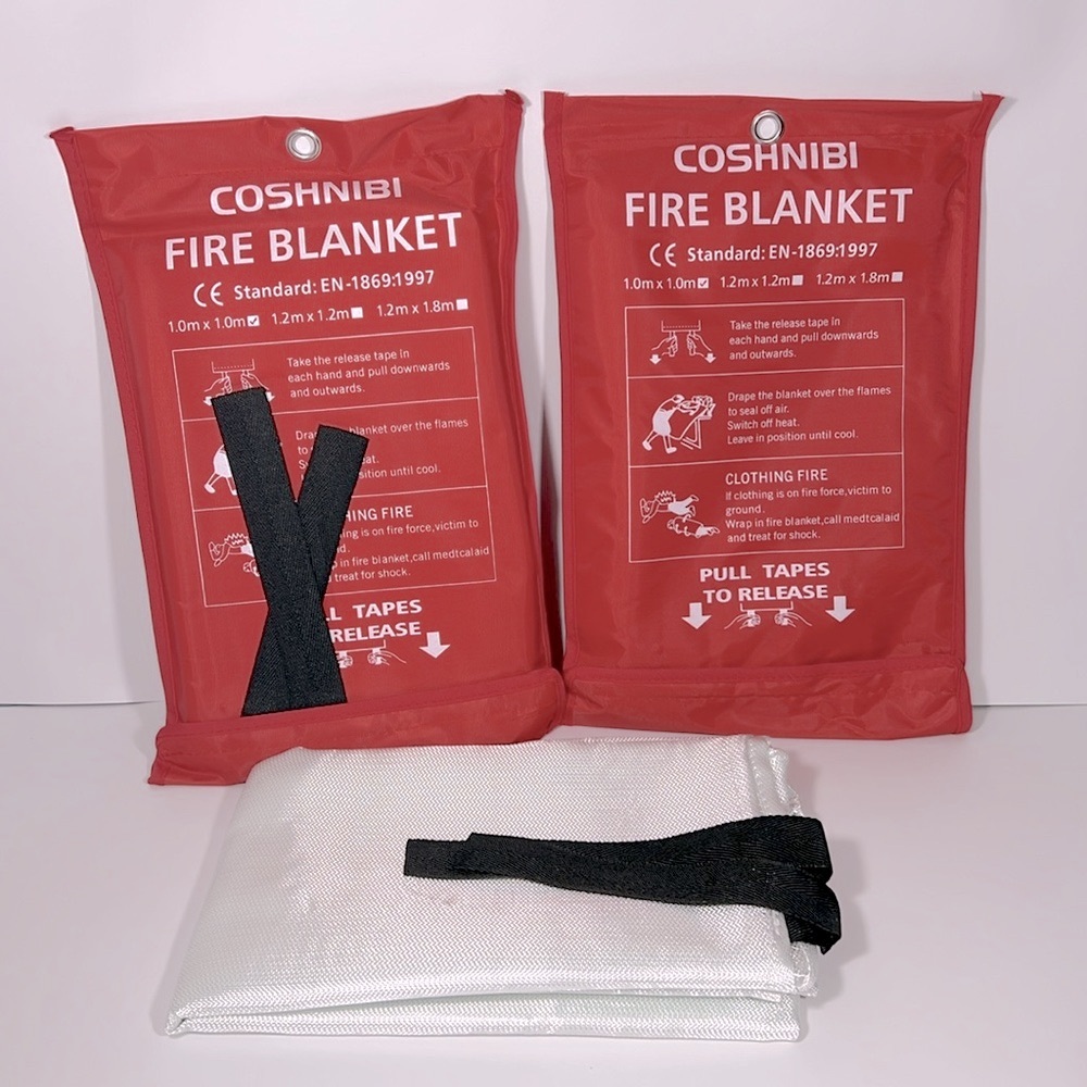 COSHNIBI FIRE BLANKET SET 2 PACKS WITH RED COVERS